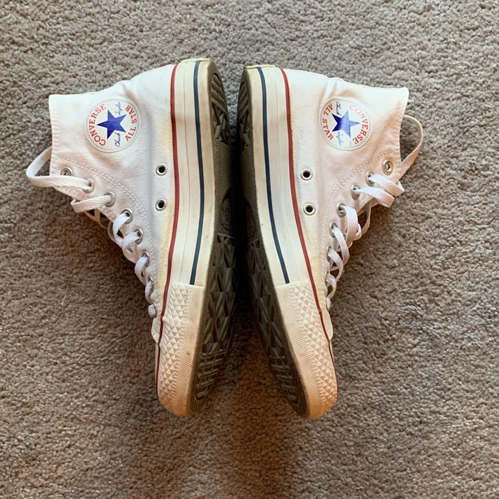 White High-Top Sneakers with Red Accents